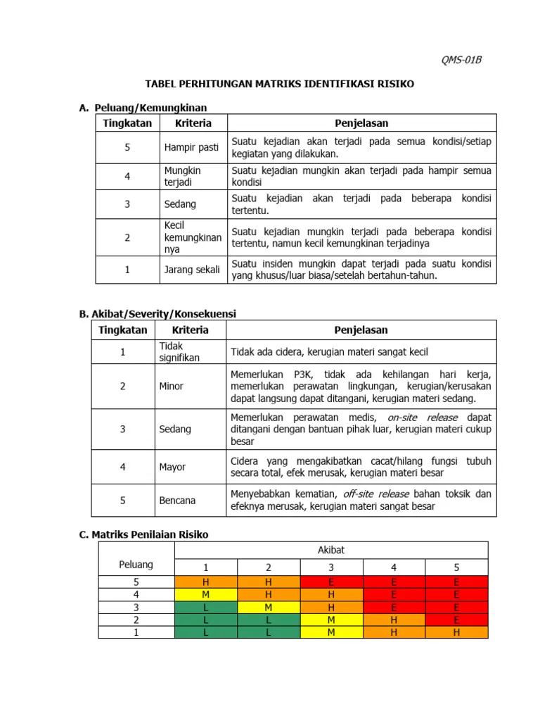 Gambar Contoh Matrik Penilaian Risiko